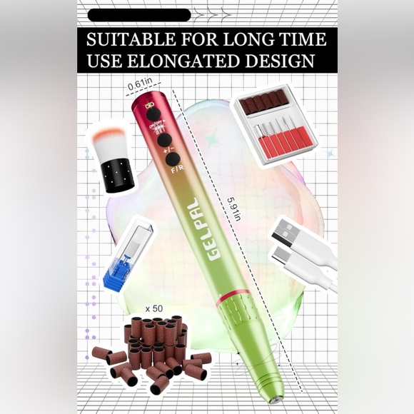 Gelpal Extended Portable Cordless Nail Drill for Acrylic Nails, 30000RPM - NWT - Picture 6 of 9